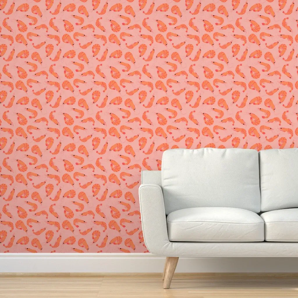 Christmas Prawns Peel and Stick Wallpaper - Coral product