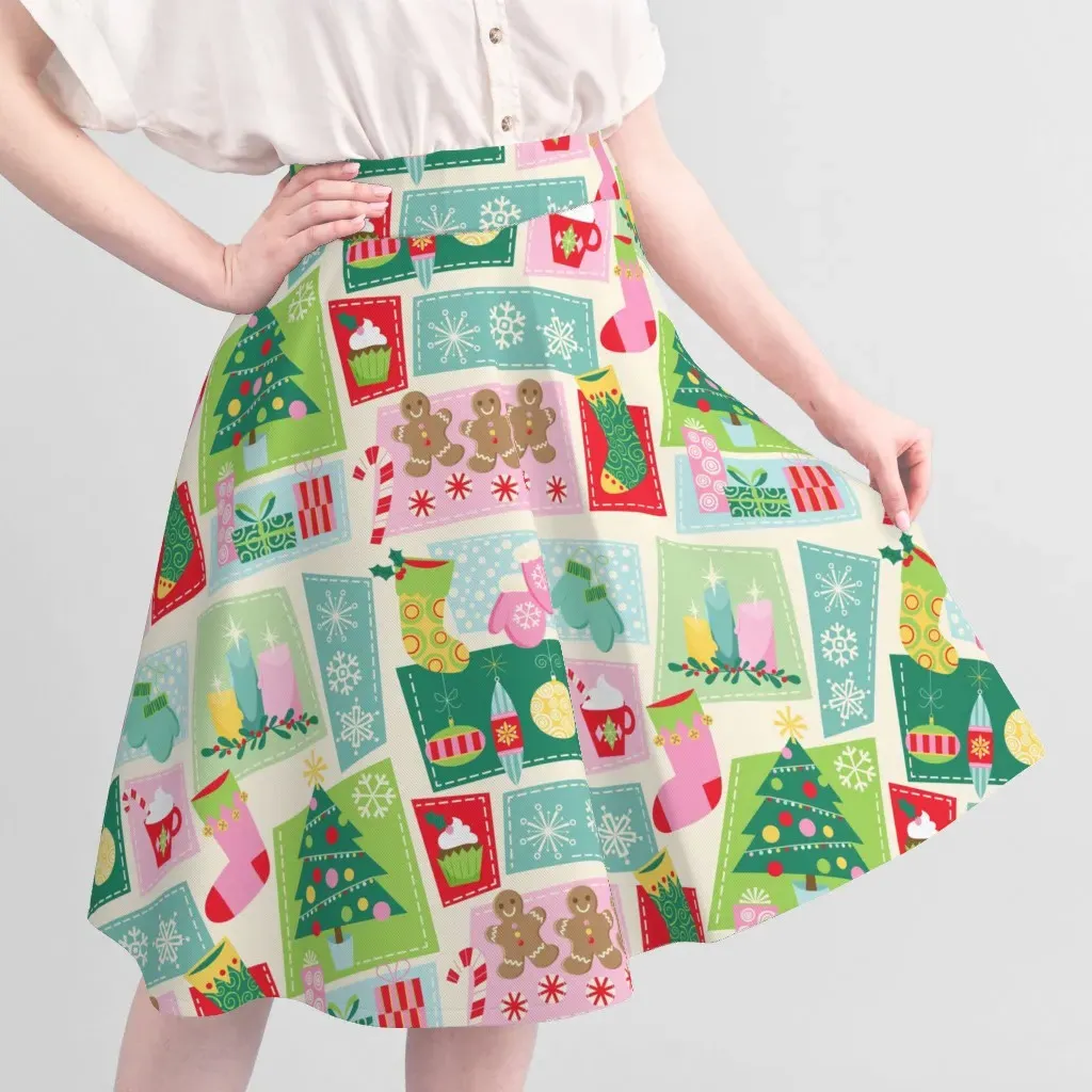Christmas Quilt Cheater Print Large Yardage - Mint Green alternate view