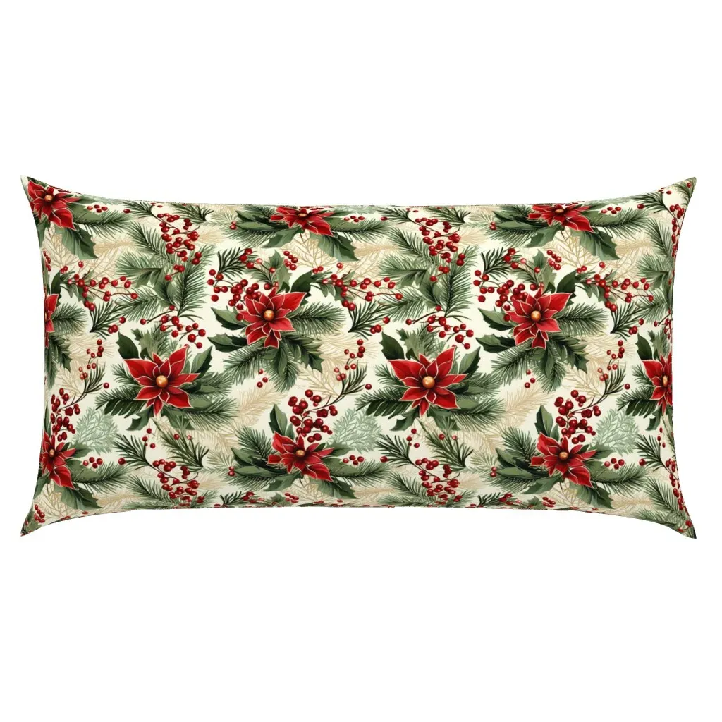 Christmas Sentiments Poinsettia King Pillow Sham - Red product