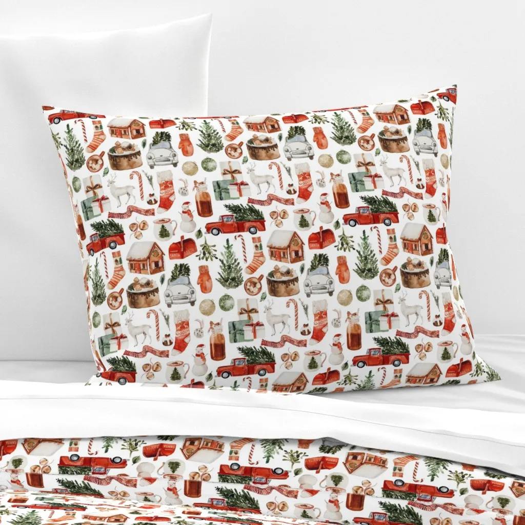 Christmas Stories Standard Knife Edge Cushion Cover - Red, Cotton Sateen product