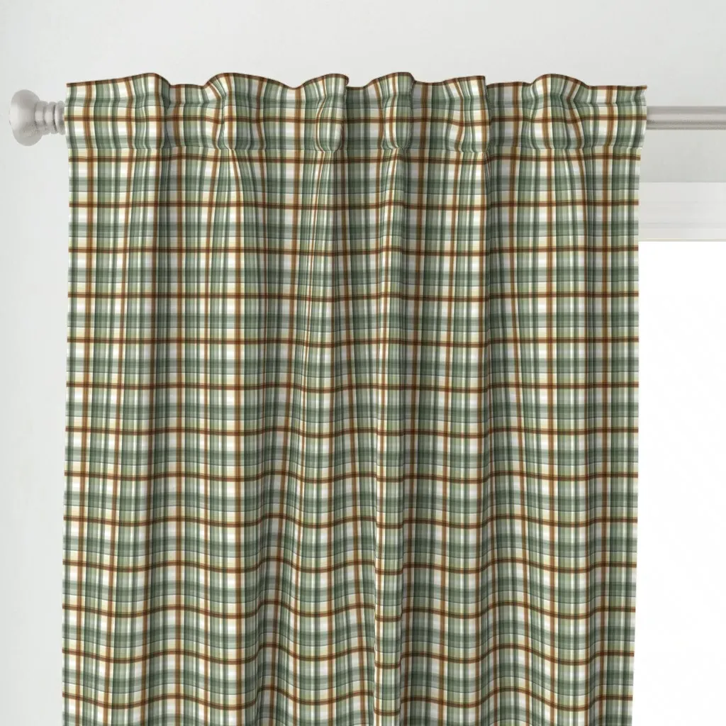 Christmas Tartan B Curtain Panel - Green alternate view