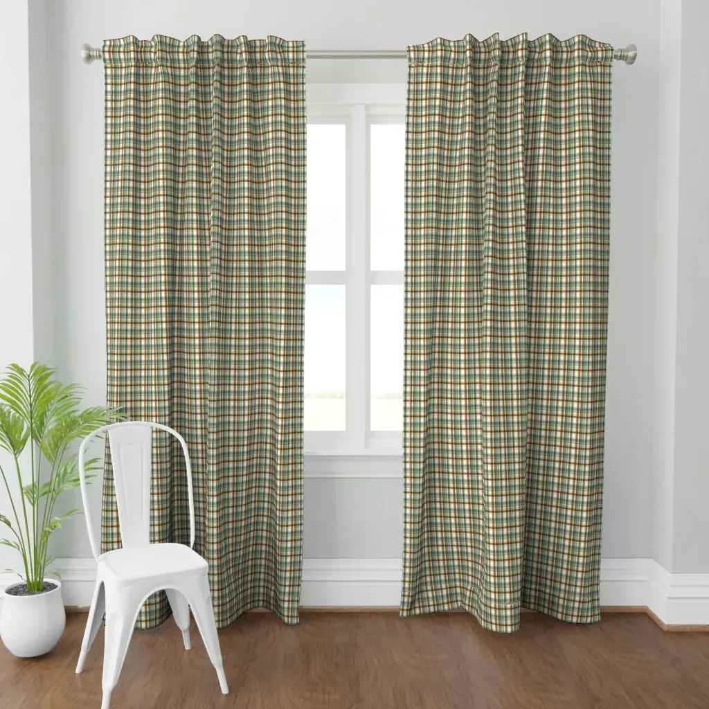 Christmas Tartan B Curtain Panel - Green product