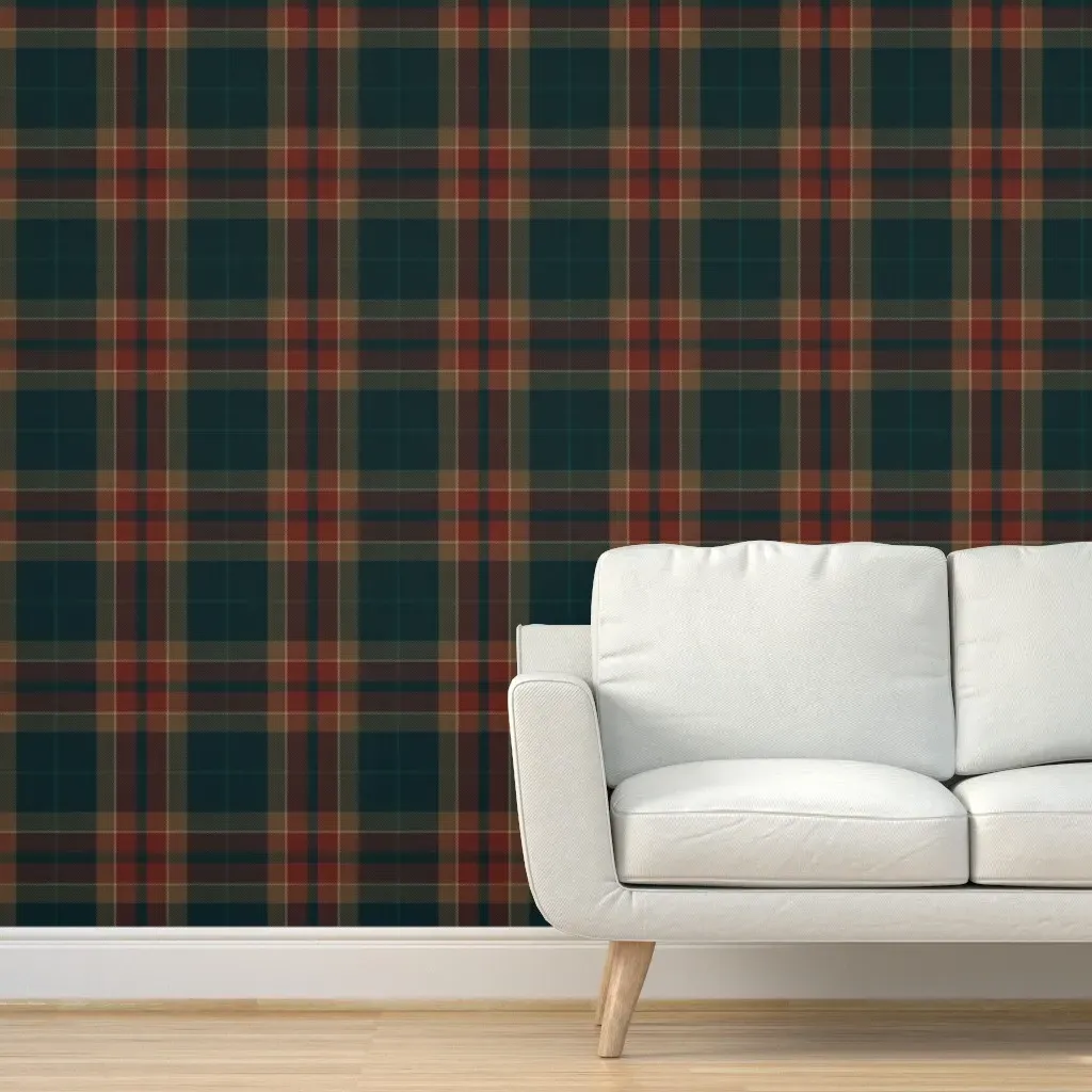 Christmas Tartan Peel and Stick Wallpaper - Teal product