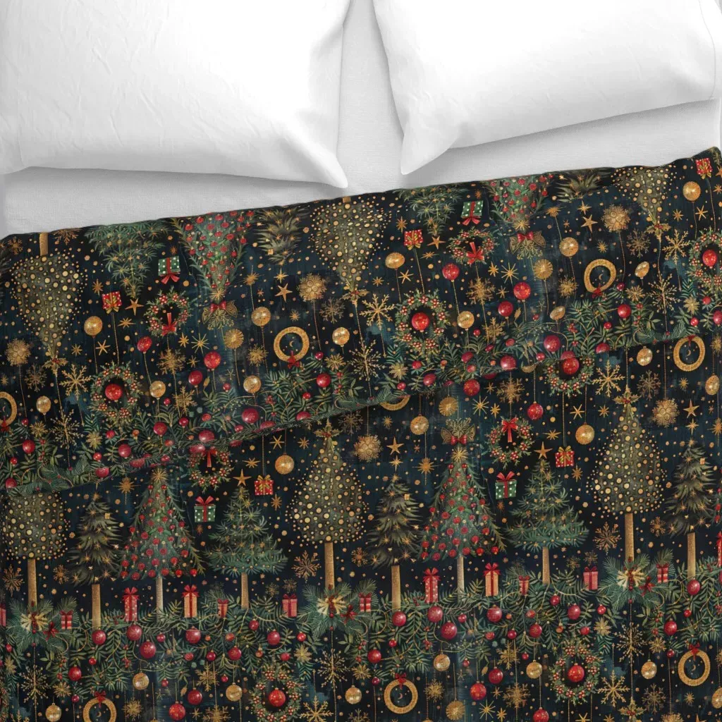 Christmas Theme Belle Epoque-7 Duvet Cover - Gold alternate view