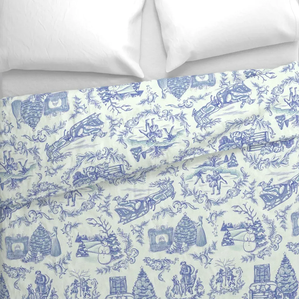 Christmas Toile Duvet Cover - Blue alternate view