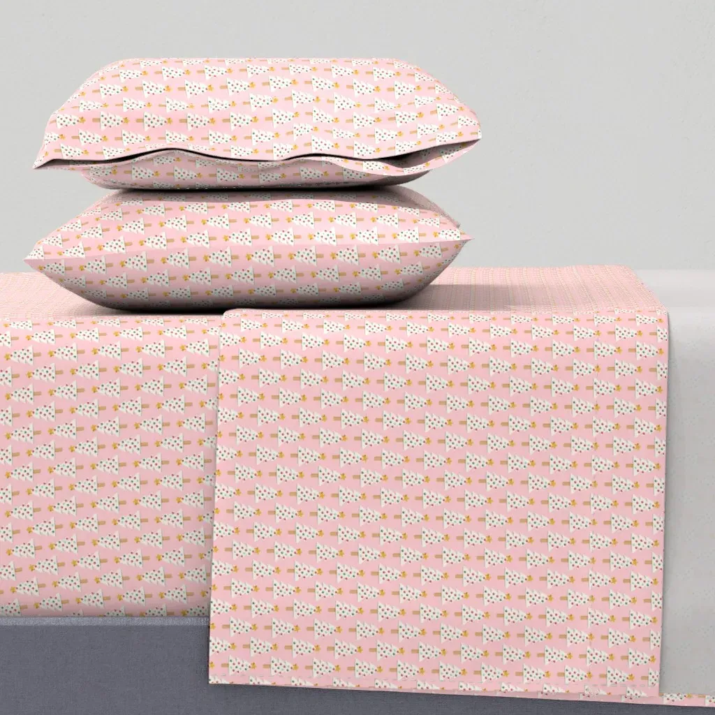 Christmas Tree Ice-Cream Popsicles Twin Sheet Set - Pink product