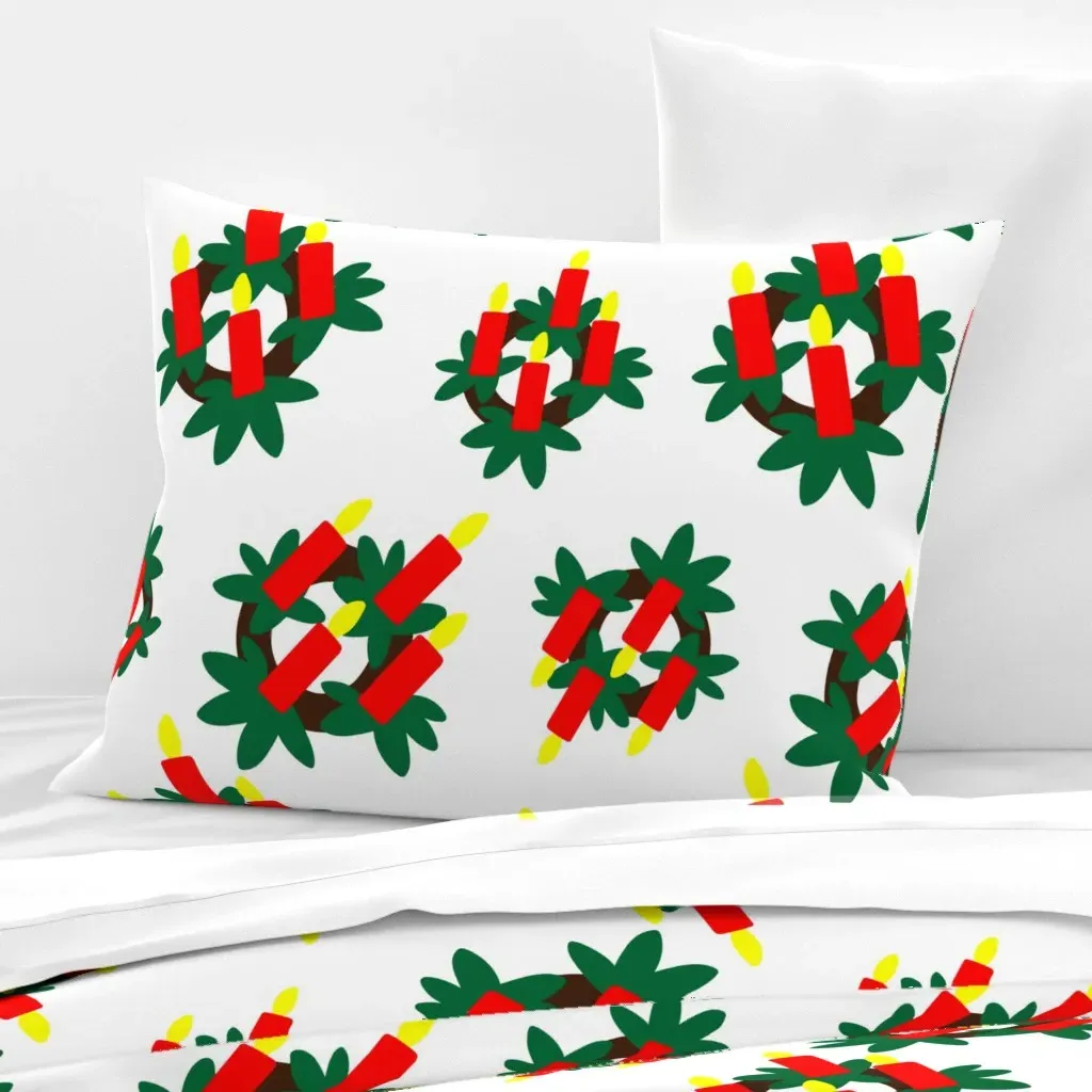 Christmas Wreaths Standard Knife Edge Cushion - Red, Cotton Sateen product