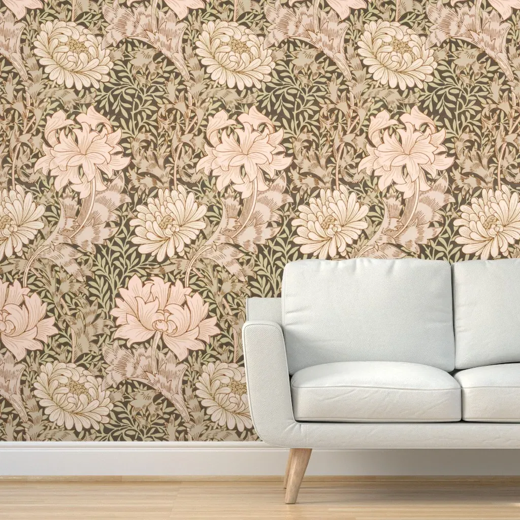 Chrysanthemum 1877 William Morris Peel and Stick Wallpaper - Peach product