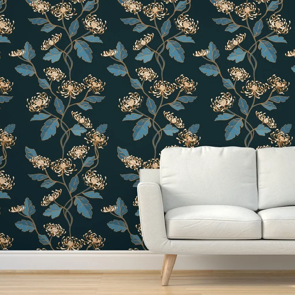 Chrysanthemum Nouveau Jumbo Peel and Stick Wallpaper - Gold product
