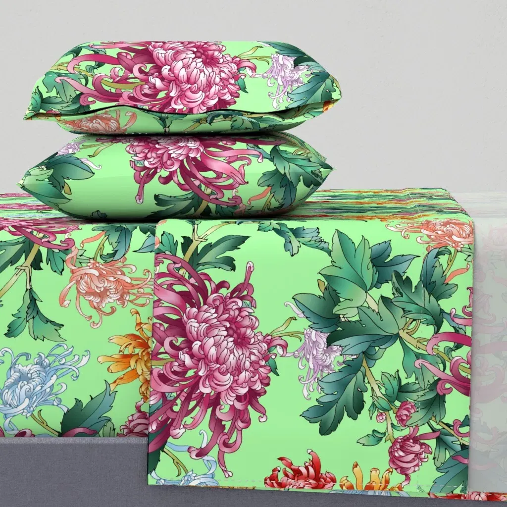 Chrysanthemum Twin Sheet Set - Pink product