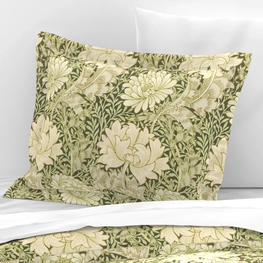 Chrysanthemum William Morris Standard Flanged Cushion Cover - Cream, Cotton Sateen product