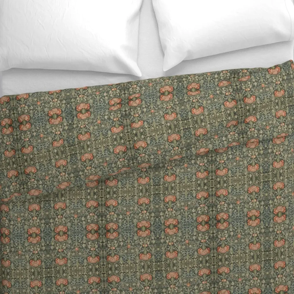 Chrysanthemums and Greenery Duvet Cover - Green alternate view