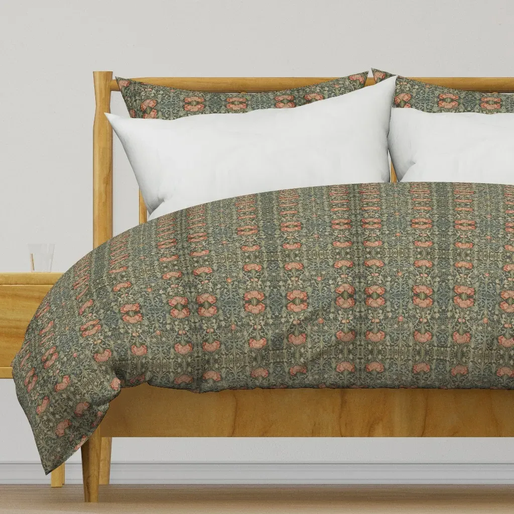 Chrysanthemums and Greenery Duvet Cover - Green product