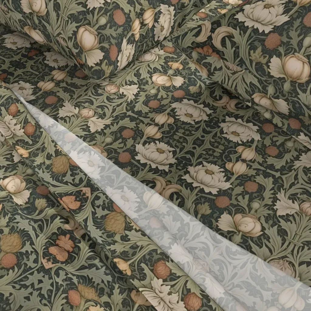 Chrysanthemums and Thistles Full Sheet Set - Off-White alternate view