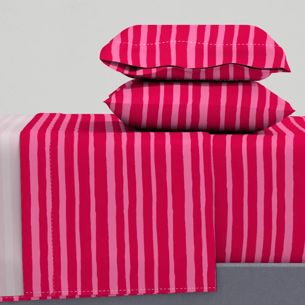 Chunky Stripes King Size Sheet Set - Crimson product