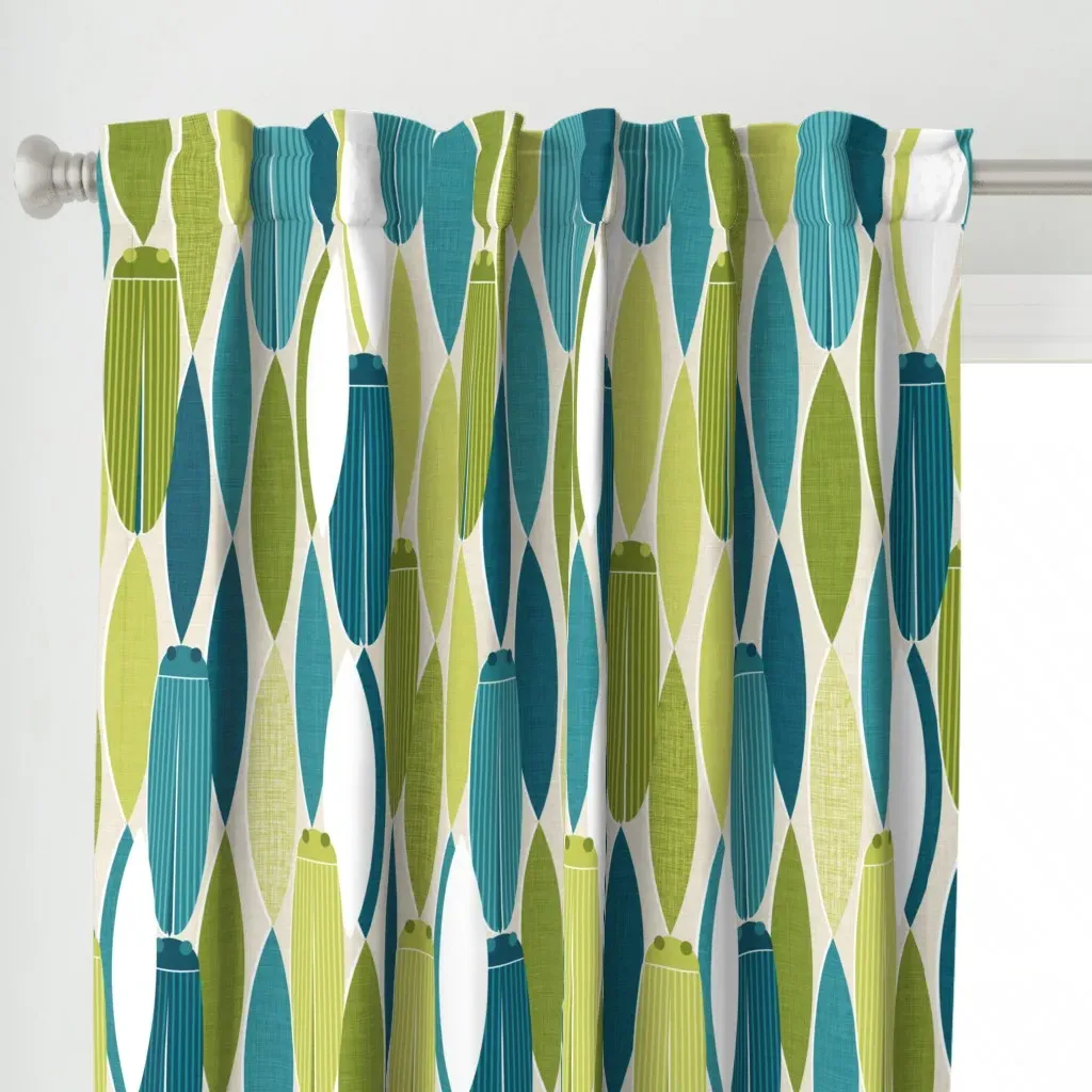 Cicada Song Curtain Panel - Teal alternate view