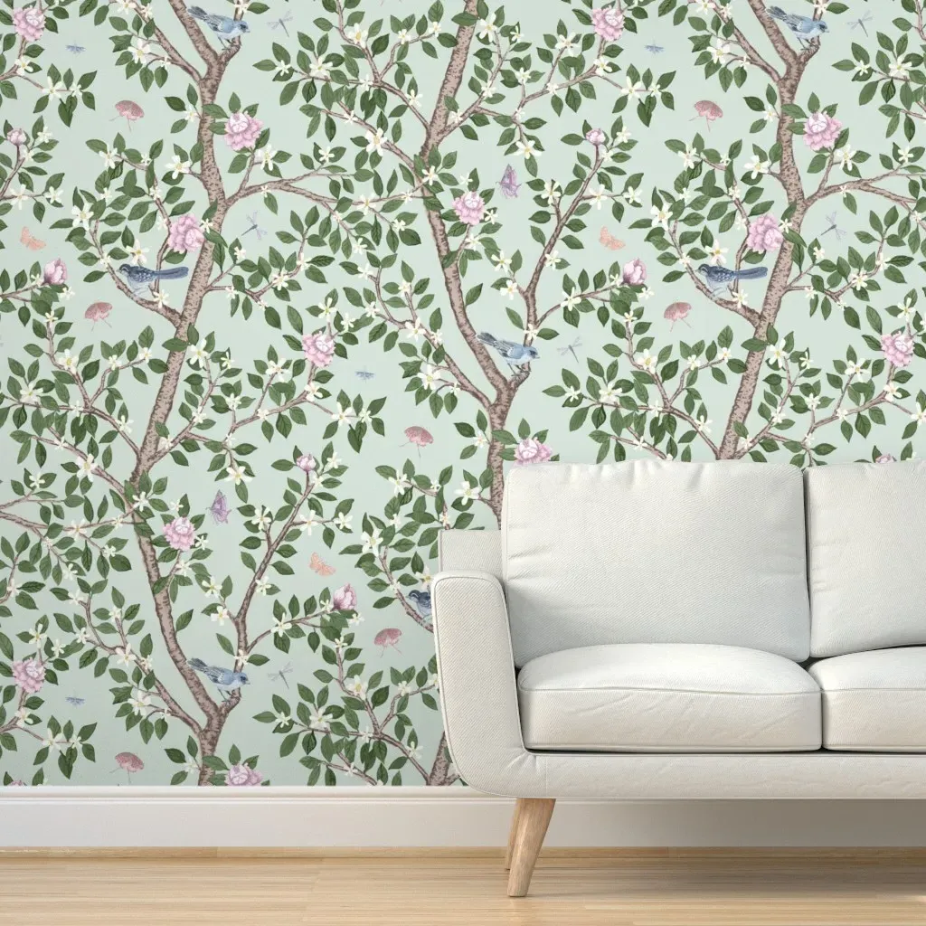 Cindy Version3 Citrus Grove With Peonies Peel and Stick Wallpaper - Pink product