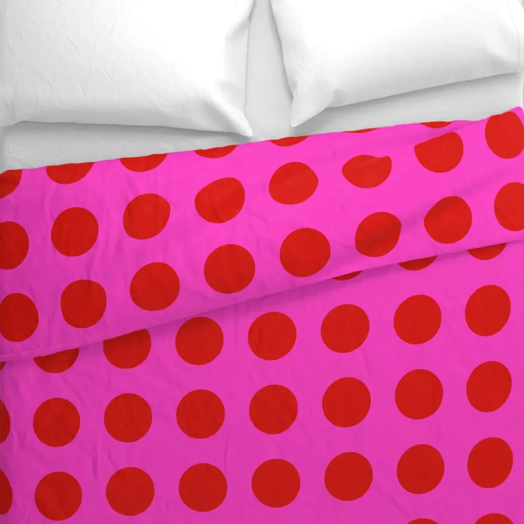 Circle Polka Dot Grid Engine Duvet Cover - Red alternate view