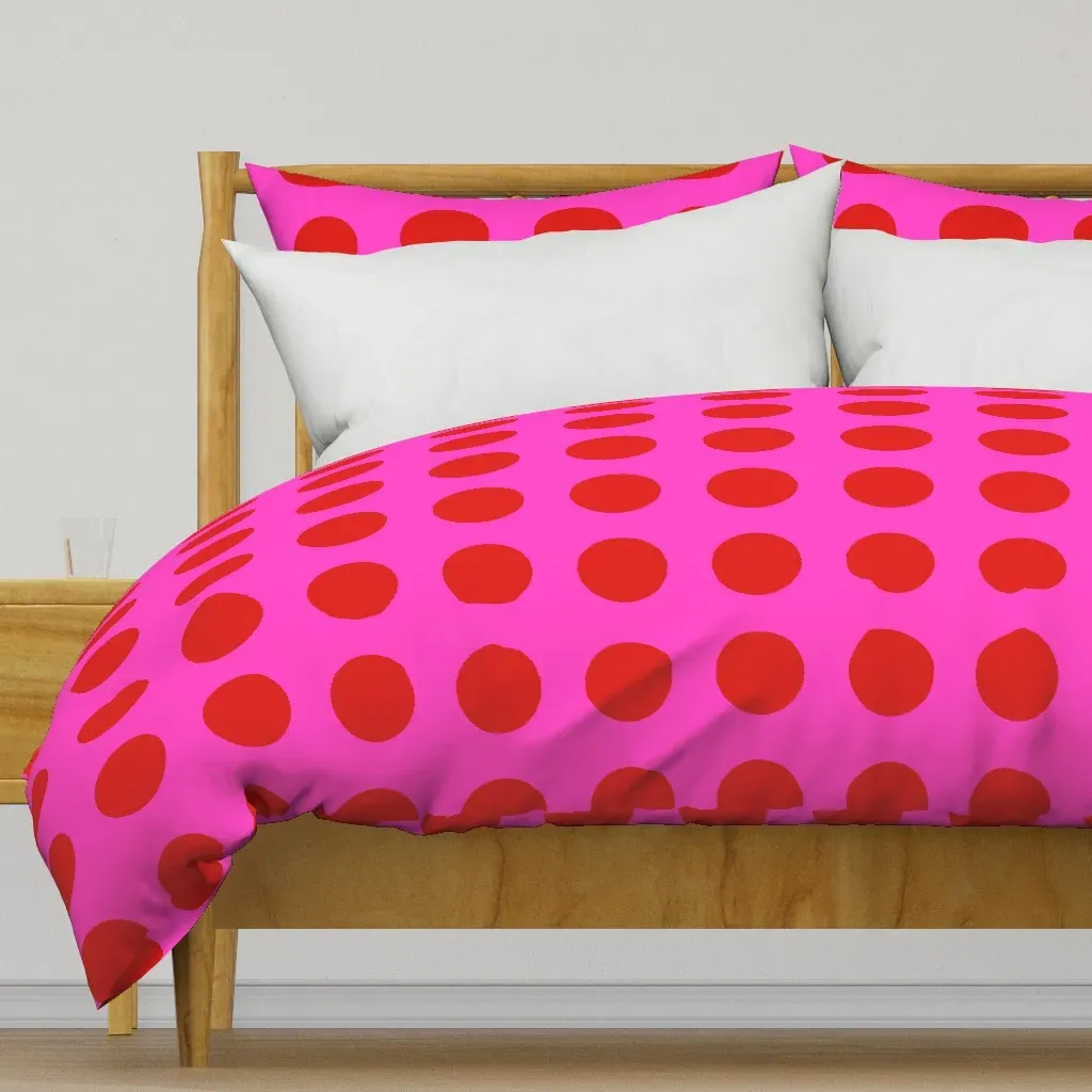 Circle Polka Dot Grid Engine Duvet Cover - Red product