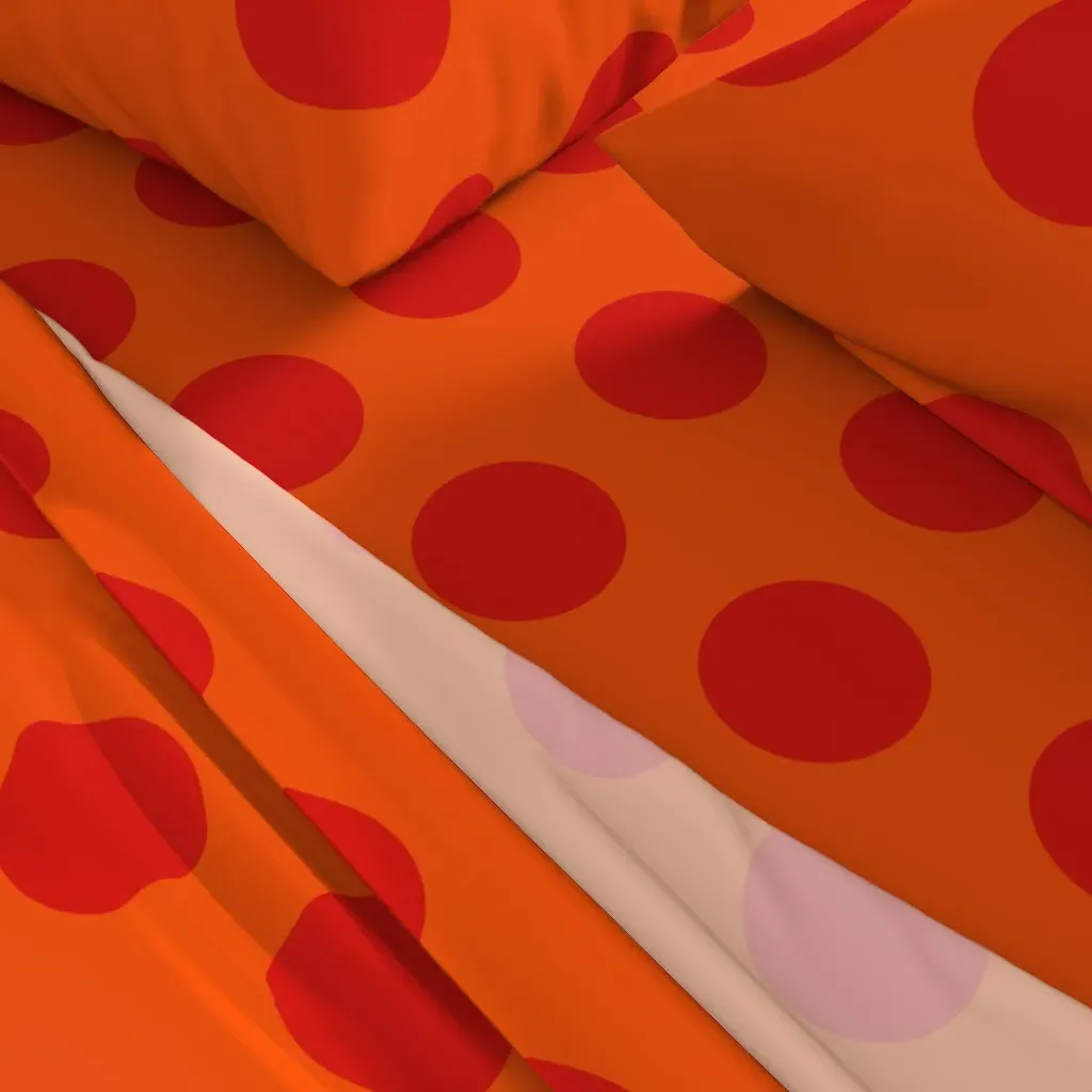 Circle Polka Dot Grid Queen Sheet Set - Red alternate view