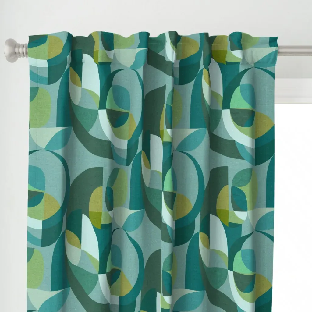 Circles Curtain Panel - Teal alternate view