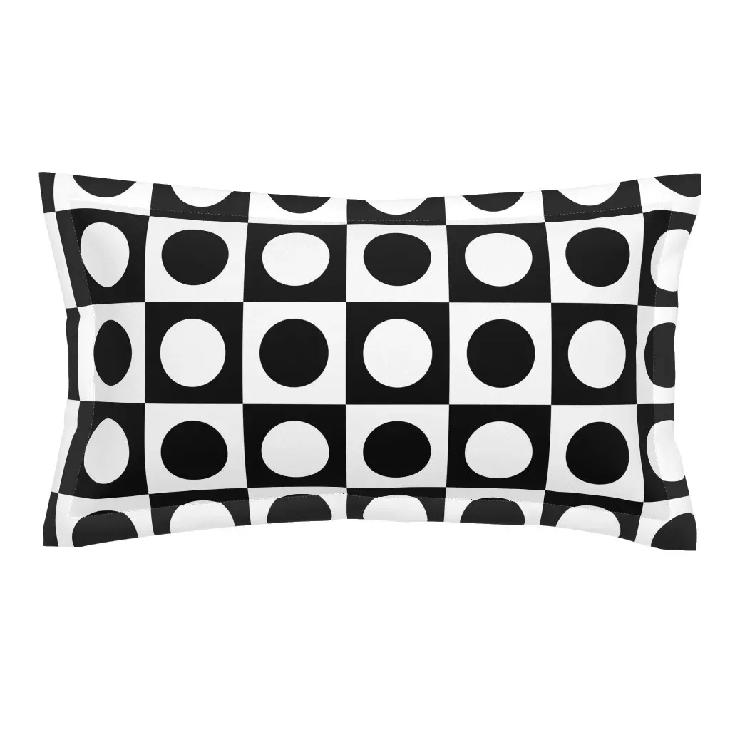 Circles Inside Squares King Pillow Sham - Black, White product