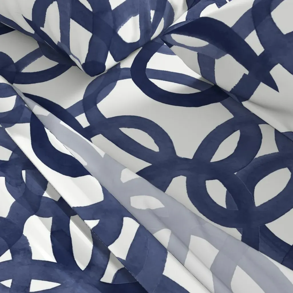 Circles Navy On White Twin Sheet Set - Indigo alternate view