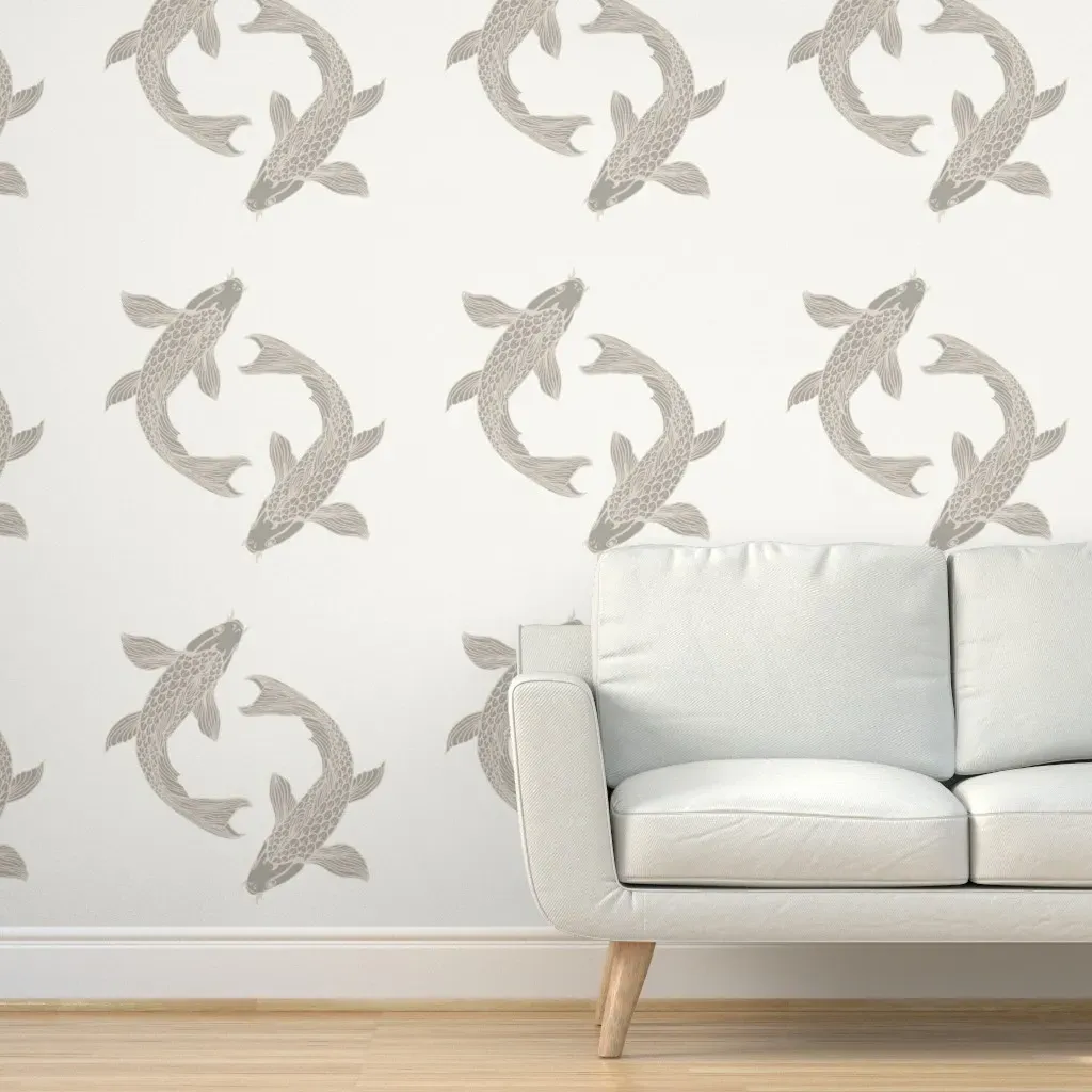 Circling Koi Fish Peel and Stick Wallpaper - Taupe product