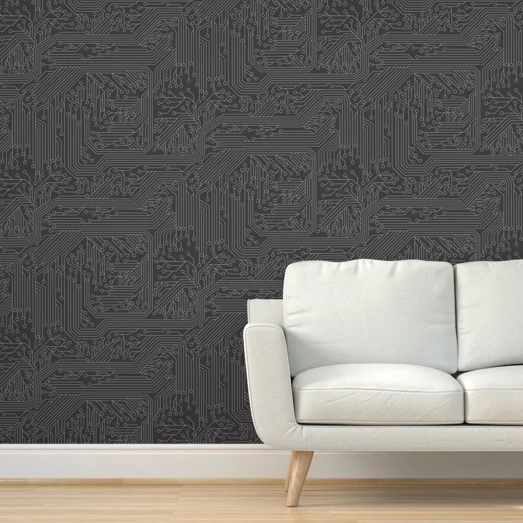 Circuit Board Peel and Stick Wallpaper - Light Gray product