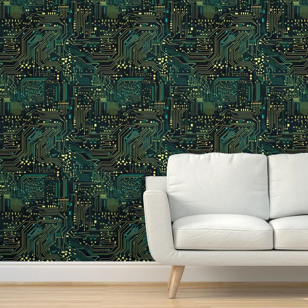 Circuit Board Peel and Stick Wallpaper - Teal product