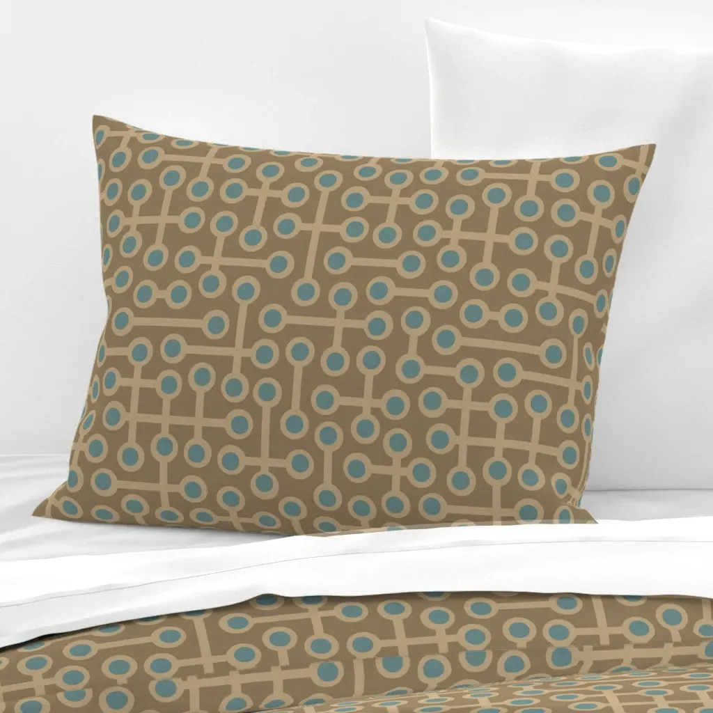 Circuits Retro Atomic Geometric Standard Pillow - Taupe, Cotton Sateen product