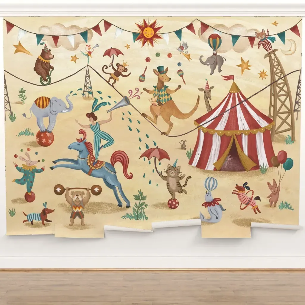 Circus Fun Whimsical Animals Peel and Stick Wall Mural product