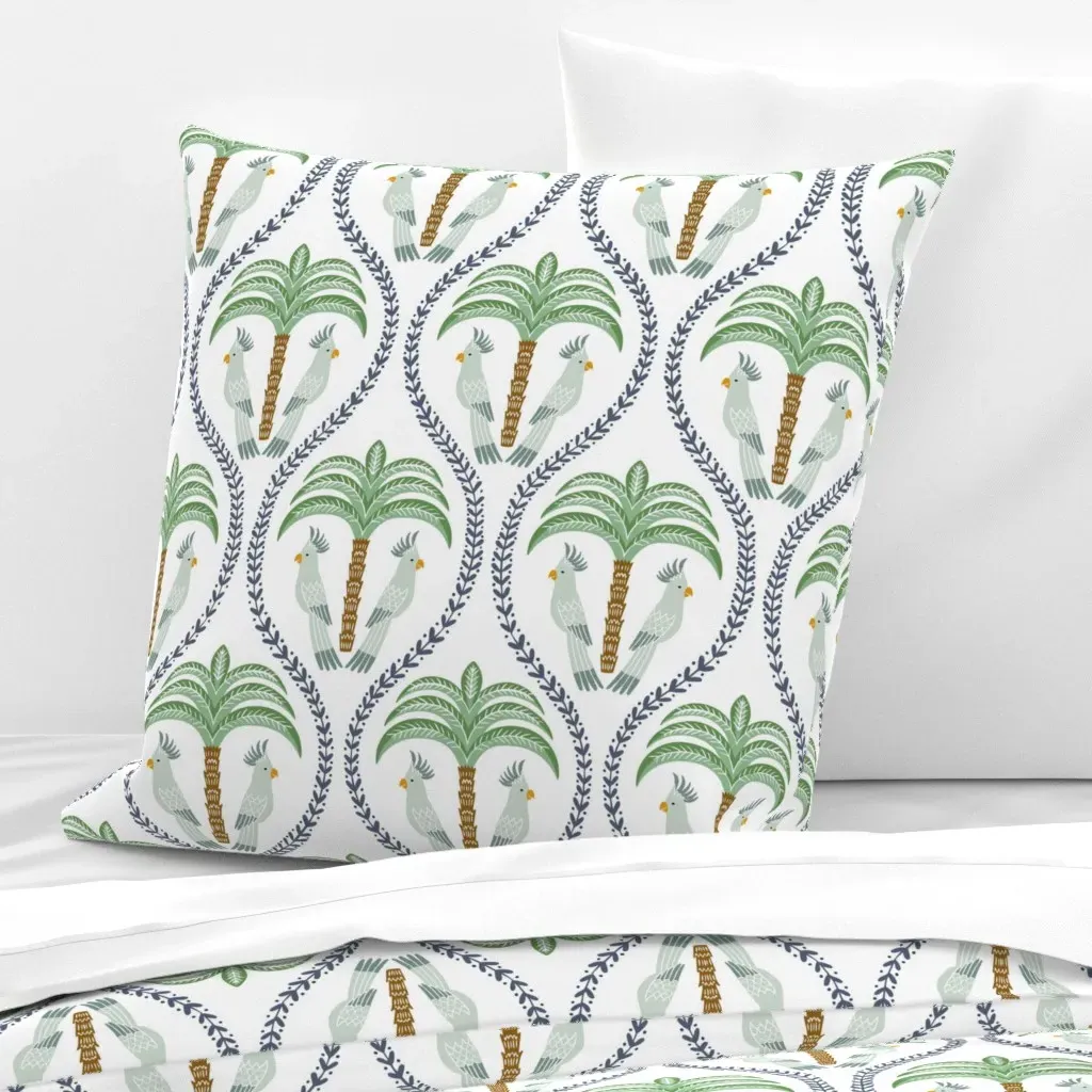 Ciro Cockatoos And Palm Tree Euro Pillow Sham - Teal product