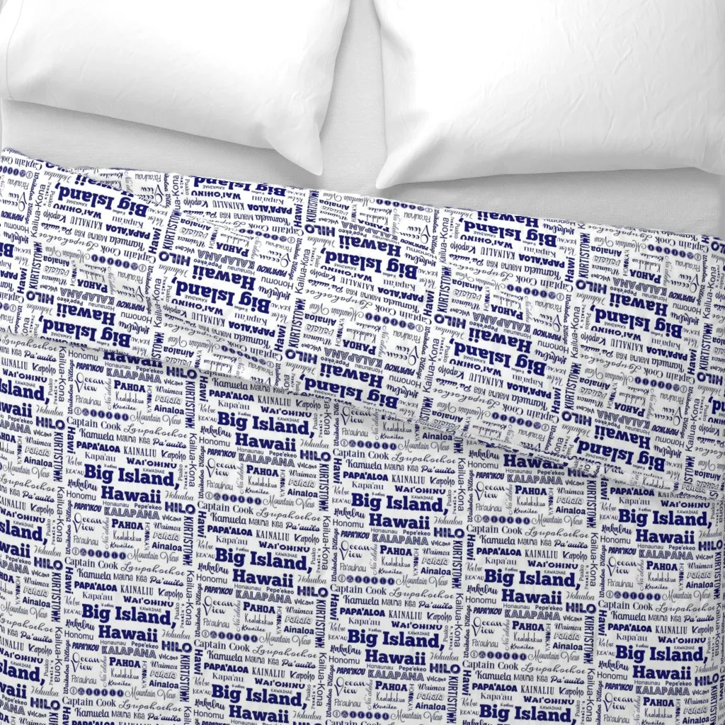 Cities Of Big Island Hawaii Duvet Cover - Dark Blue alternate view
