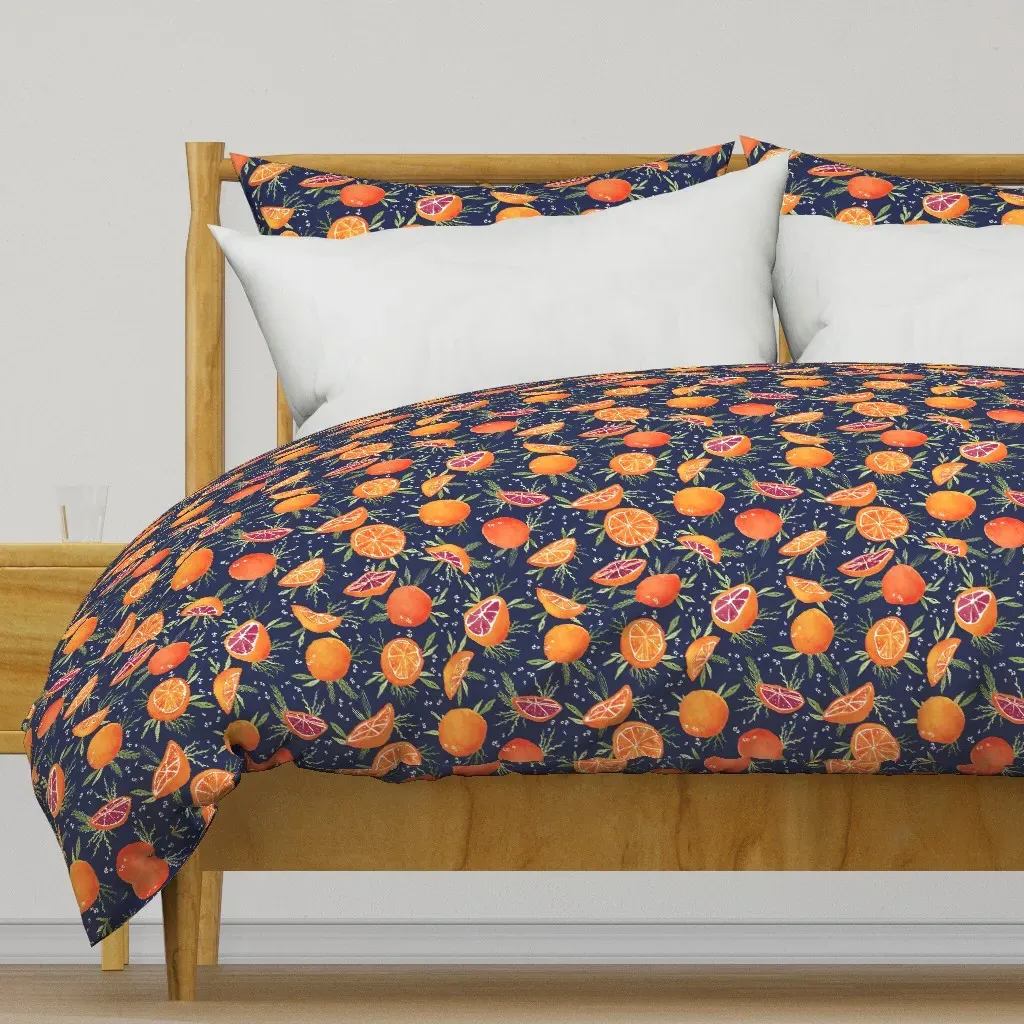 Citrus Evergreen Navy Medium Duvet Cover - Orange product