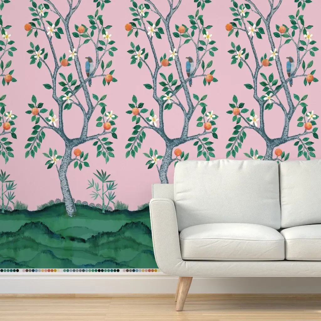 Citrus Grove Panel B Peel and Stick Wallpaper - Pink product