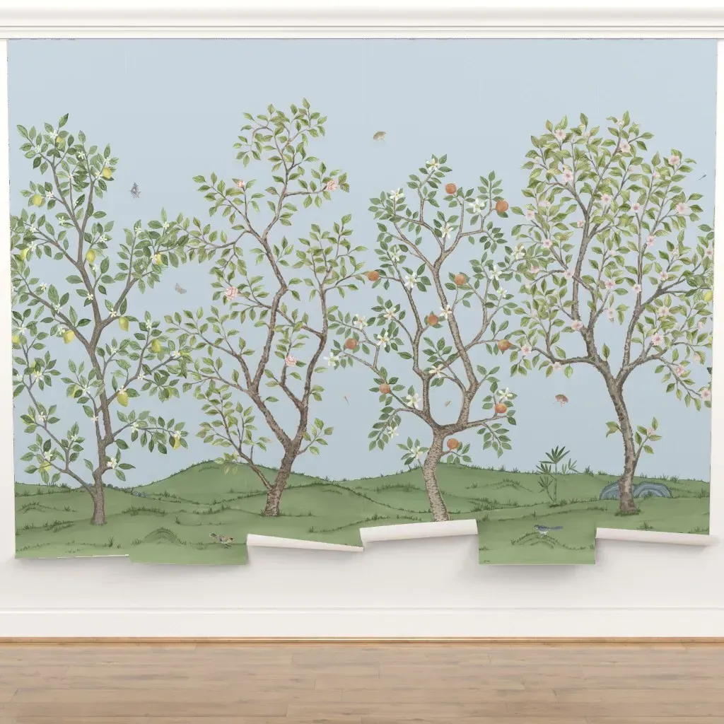 Citrus Grove Peel and Stick Wall Mural - Soft Blue product