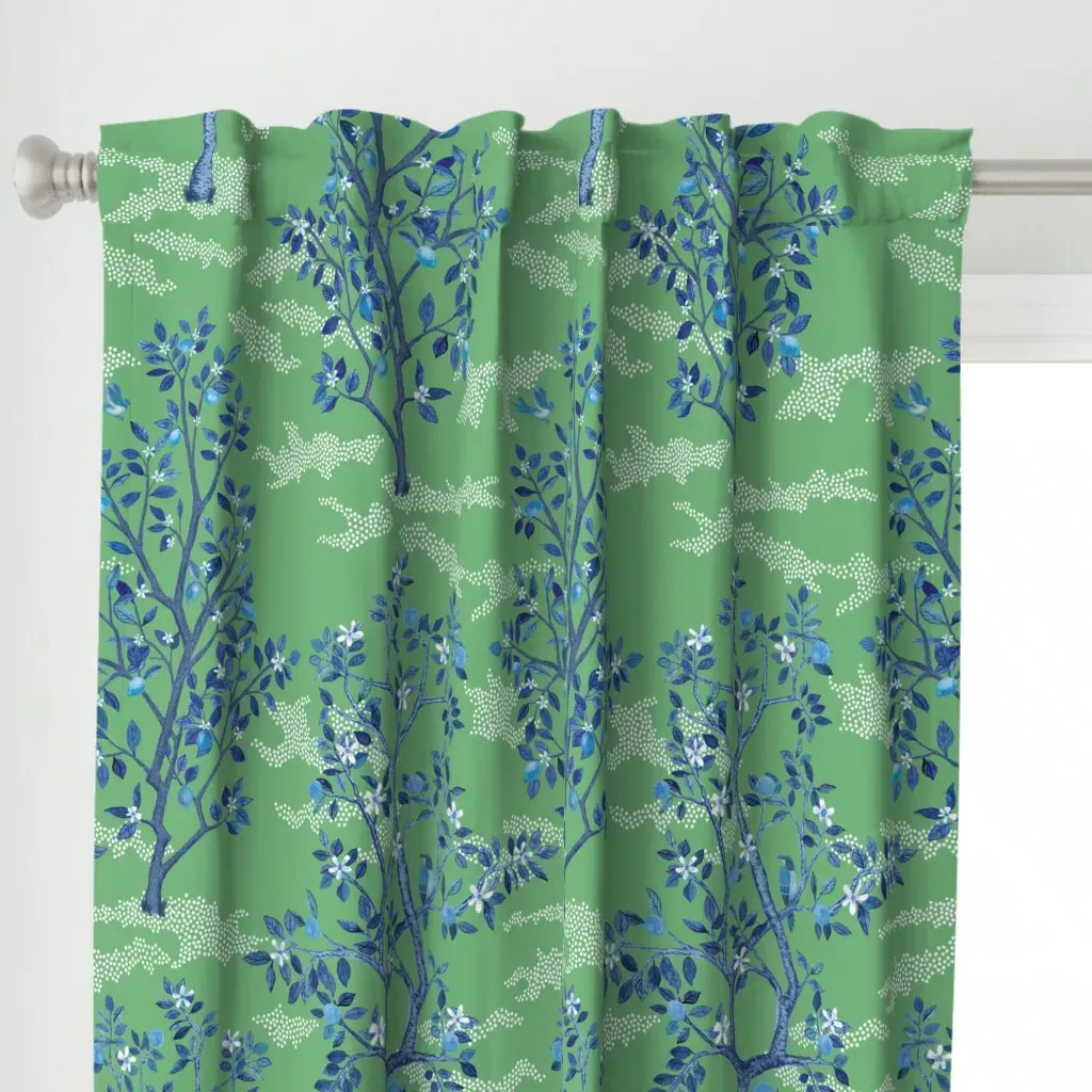 Citrus Grove Toile Curtain Panel - Blue alternate view