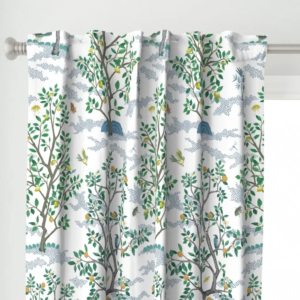 Citrus Grove Toile Curtain Panel - Green alternate view