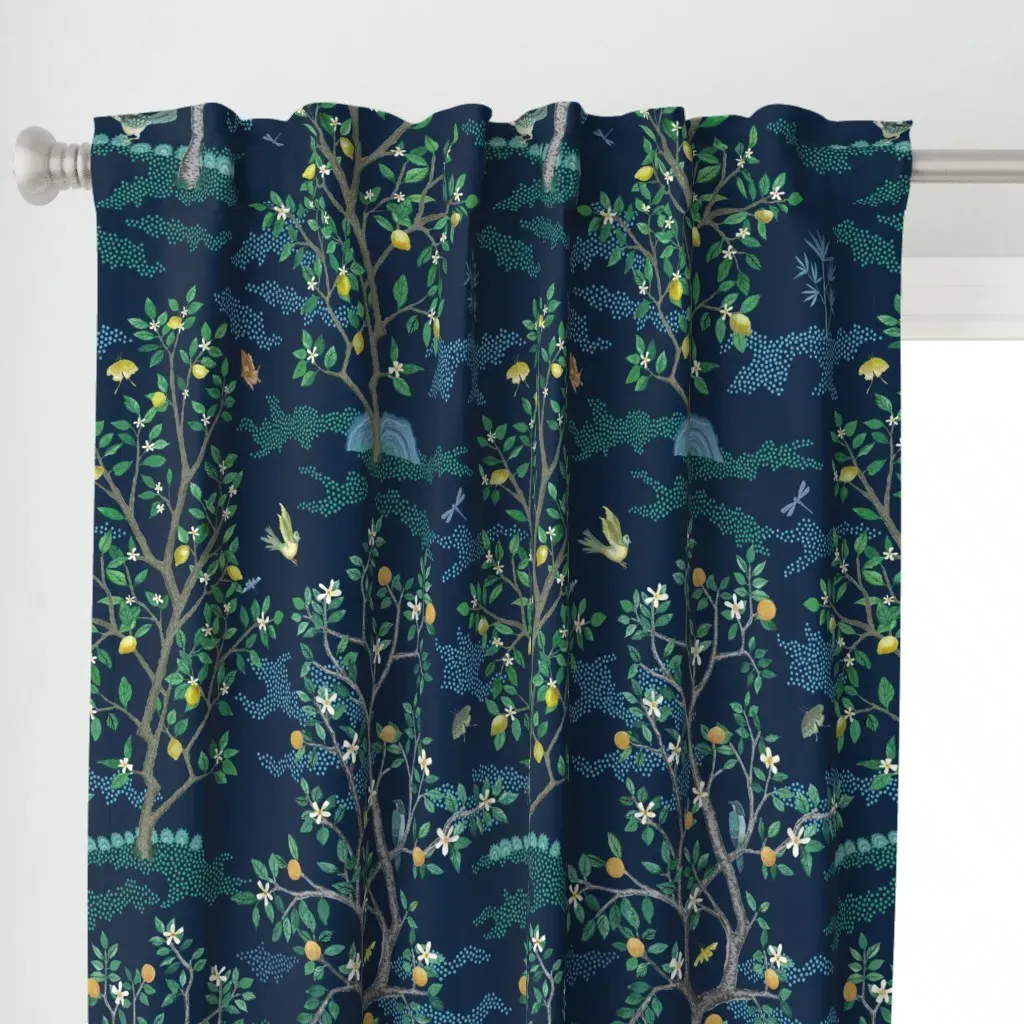 Citrus Grove Toile Curtain Panel - Teal alternate view