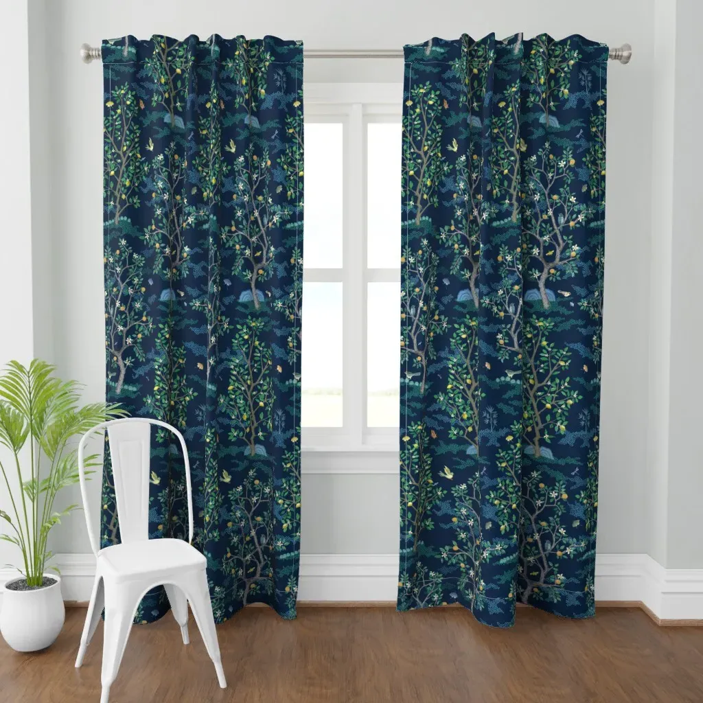 Citrus Grove Toile Curtain Panel - Teal product