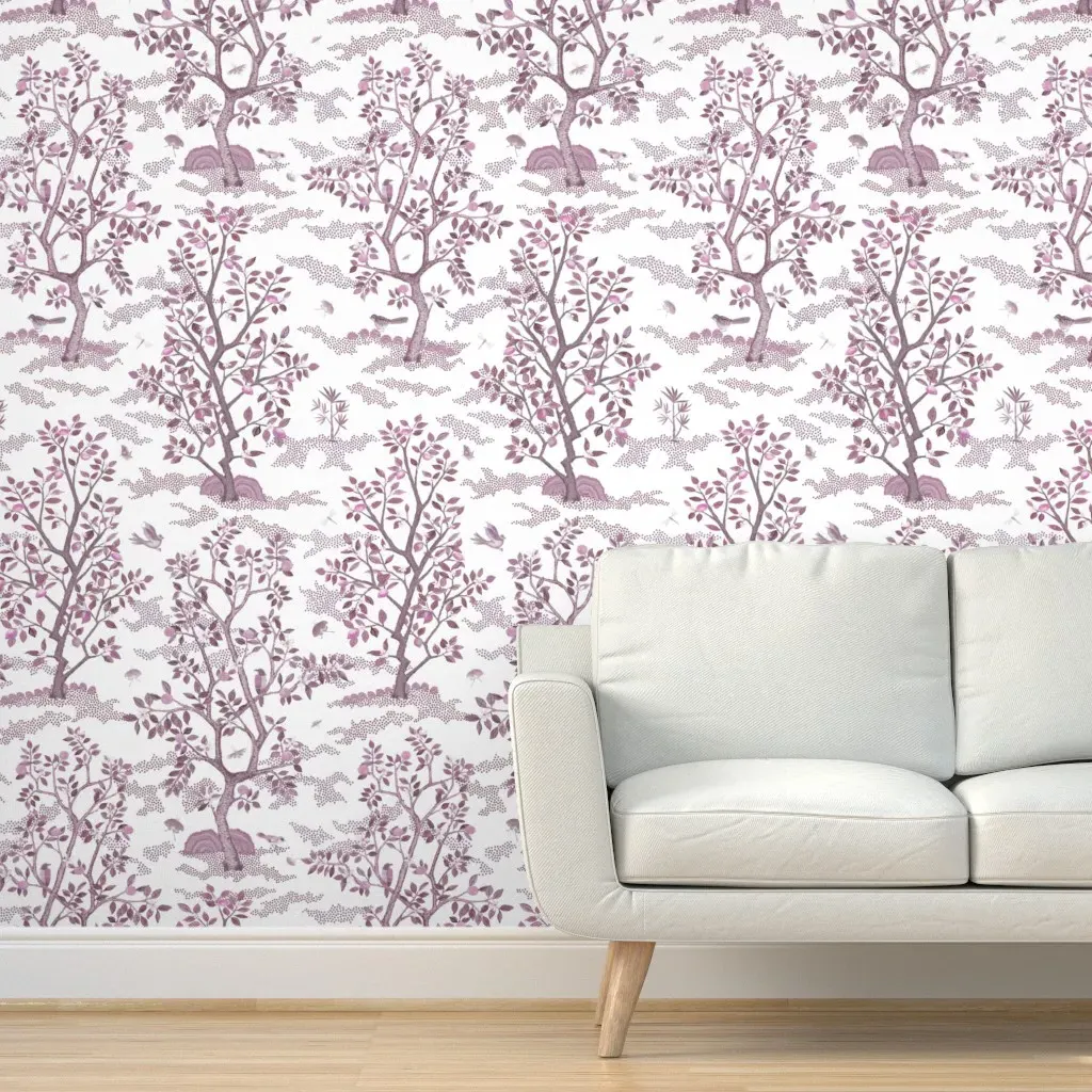 Citrus Grove Toile Peel and Stick Wallpaper - Dusty Rose product
