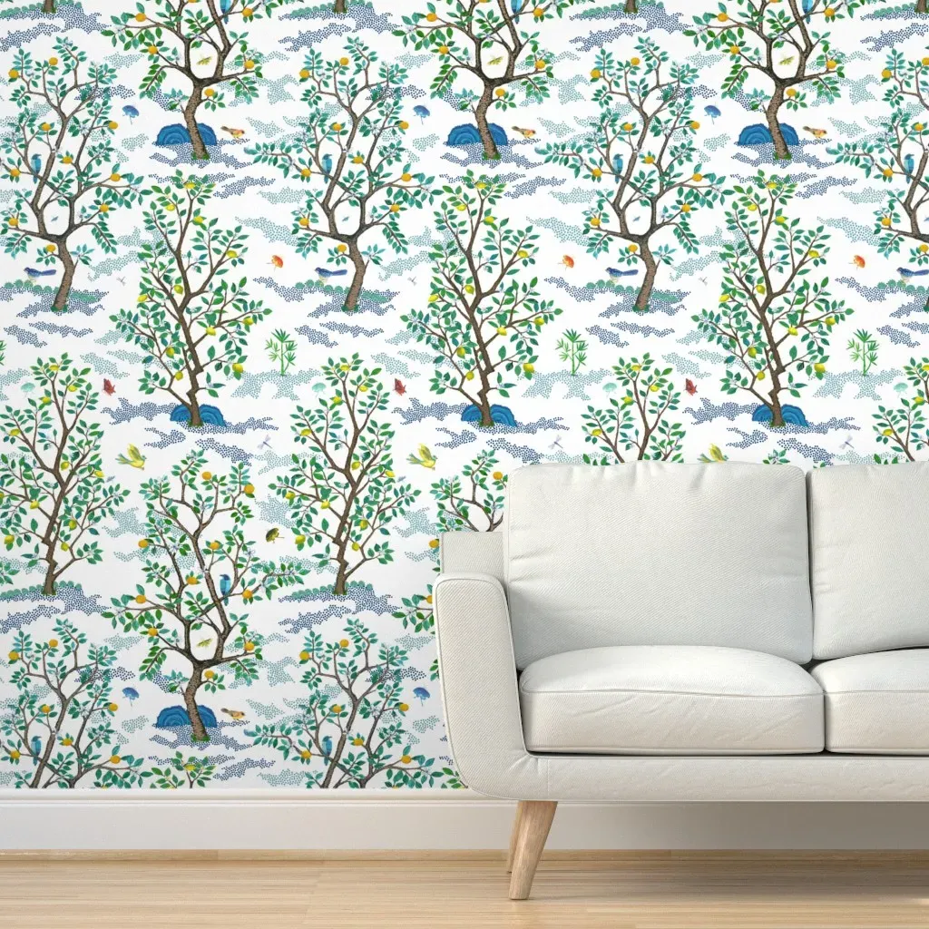 Citrus Grove Toile Peel and Stick Wallpaper - Green product