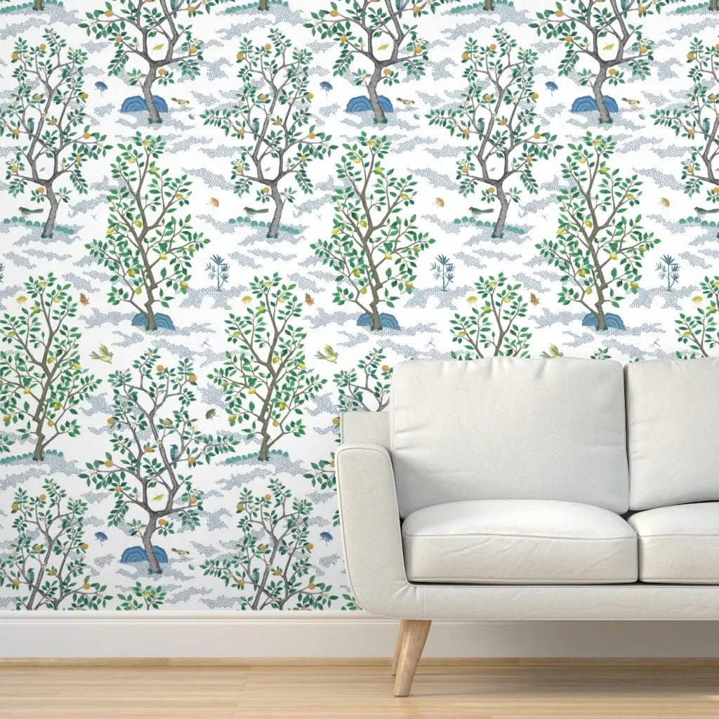Citrus Grove Toile Peel and Stick Wallpaper - Green, White product