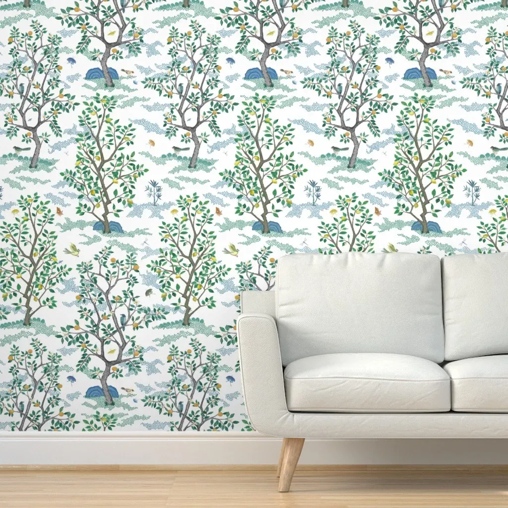 Citrus Grove Toile Peel and Stick Wallpaper - White product