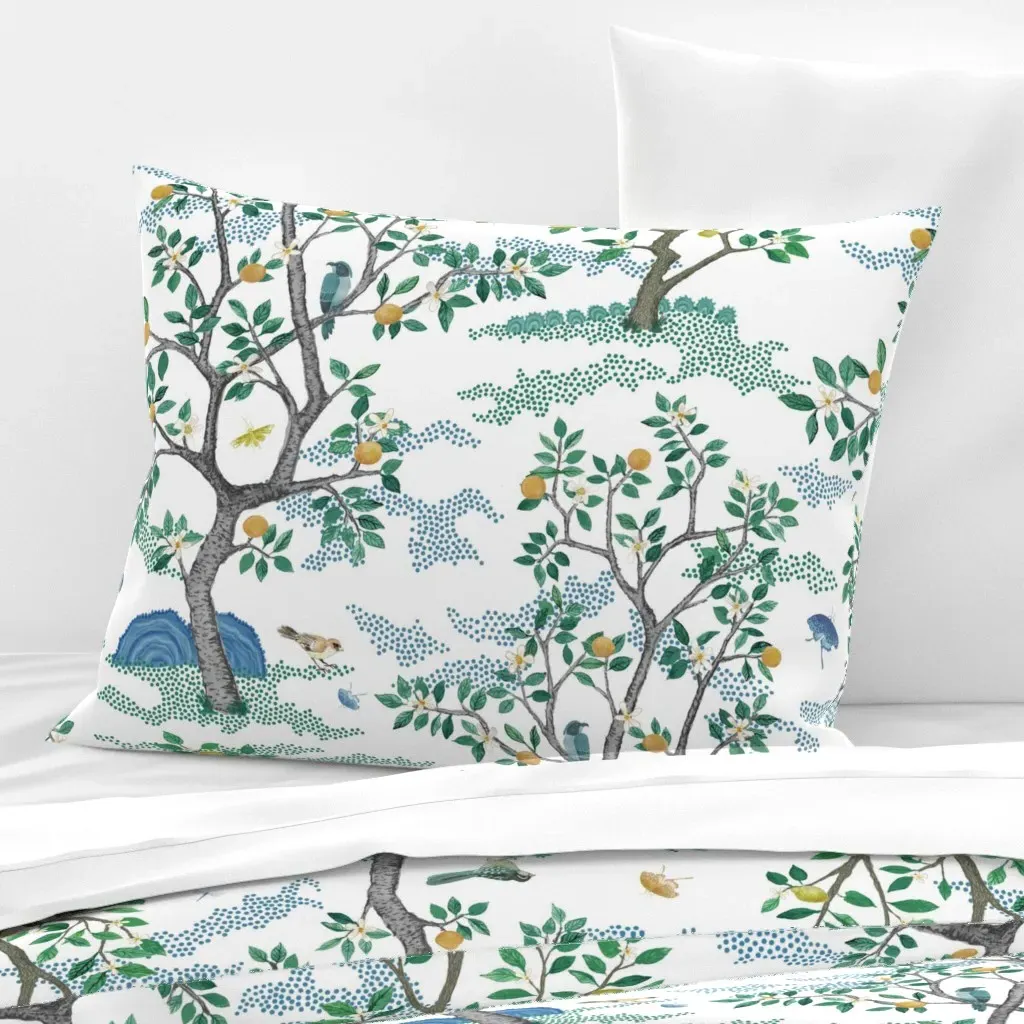 Citrus Grove Toile Standard Knife Edge Cushion Cover - Green, Cotton Sateen product