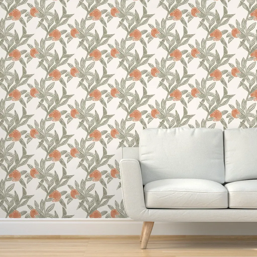 Citrus Sage Peel and Stick Wallpaper - Terracotta product