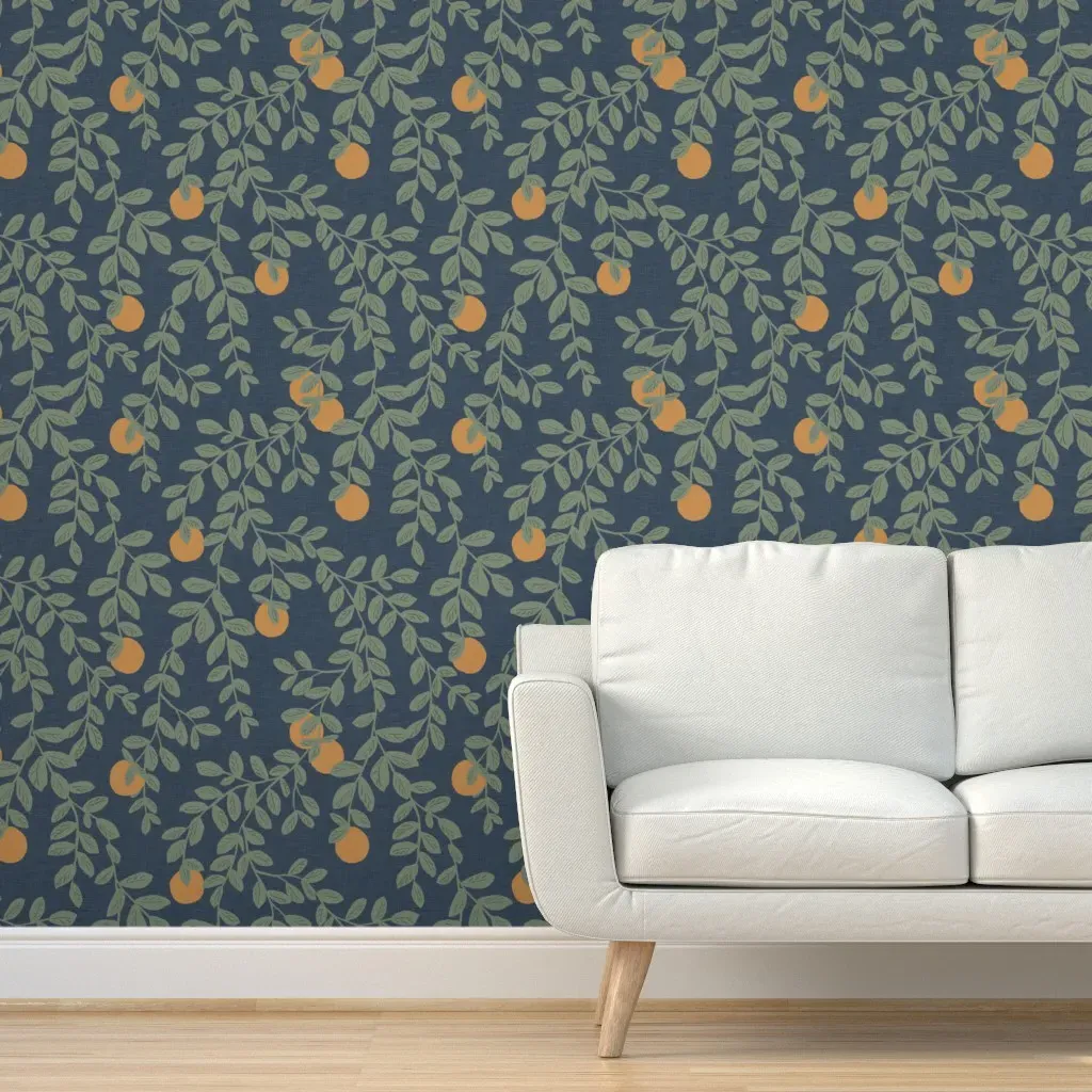 Citrus Tree Peel and Stick Wallpaper - Dark Teal product