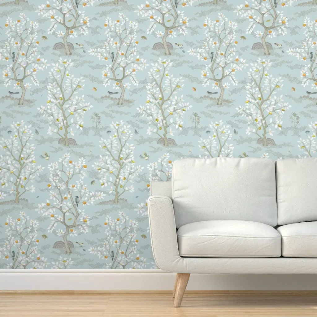 Citrus Tree Peel and Stick Wallpaper - White, Blue product