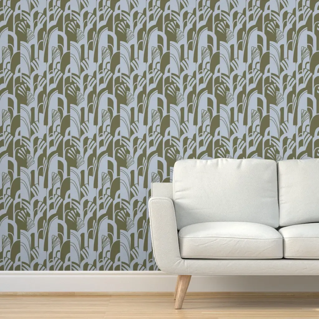 City Scape Peel and Stick Wallpaper - Olive Green product